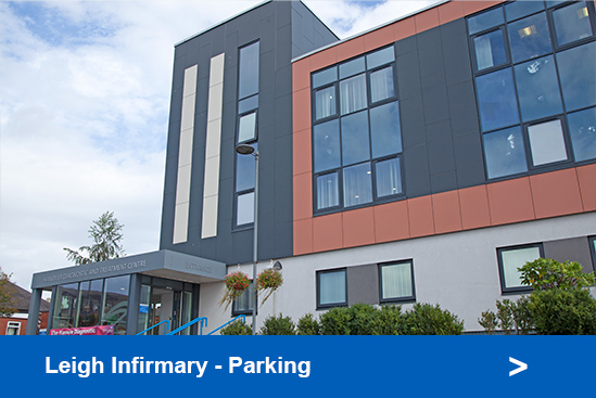 Photo of Leigh Infirmary linking to car parking information