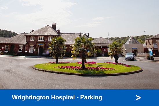 Photo of Wrightington Hospital linking to car parking information